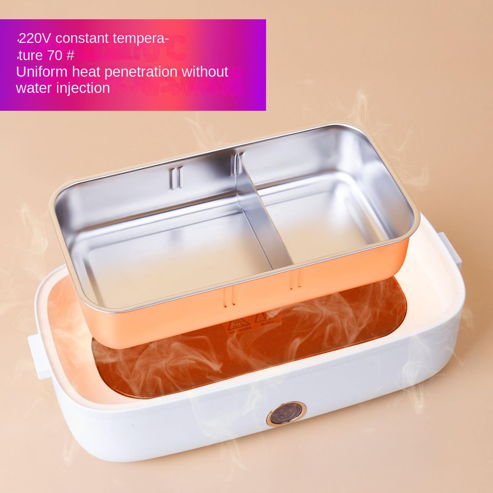 Contenitore termico per il pranzo, 800 ml, USB, intelligente, in acciaio , portatile, a prova di perdite, per ufficio, scuola, viaggi, pasti all'aperto
