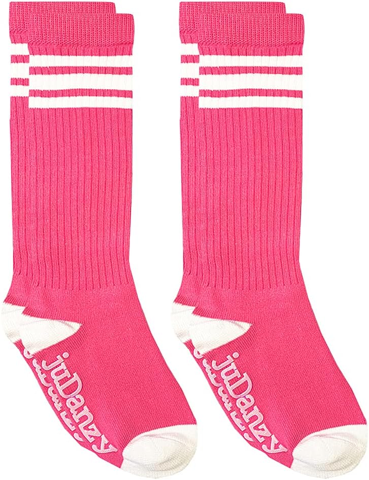 juDanzy 2 Pack Knee High Striped Sporty Tube Socks for Boys and Girls