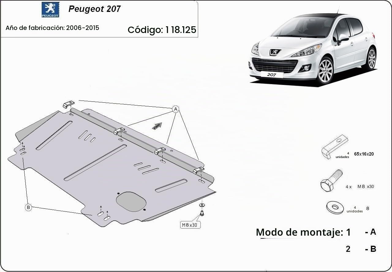 Protección metálica bajo la marca Peugeot 207 - (2006-2014)