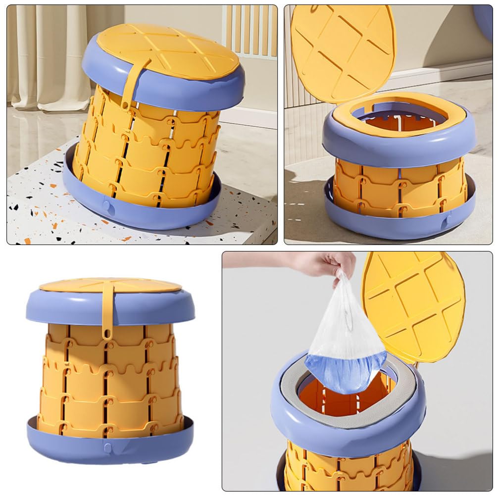Orinal de Viaje Plegable para Niños, Asiento Portátil Amarillo | Pp, Pu y Pvc, Diseño Plegable que Ahorra Espacio, Adecuado para Camping y Actividades al Aire Libre