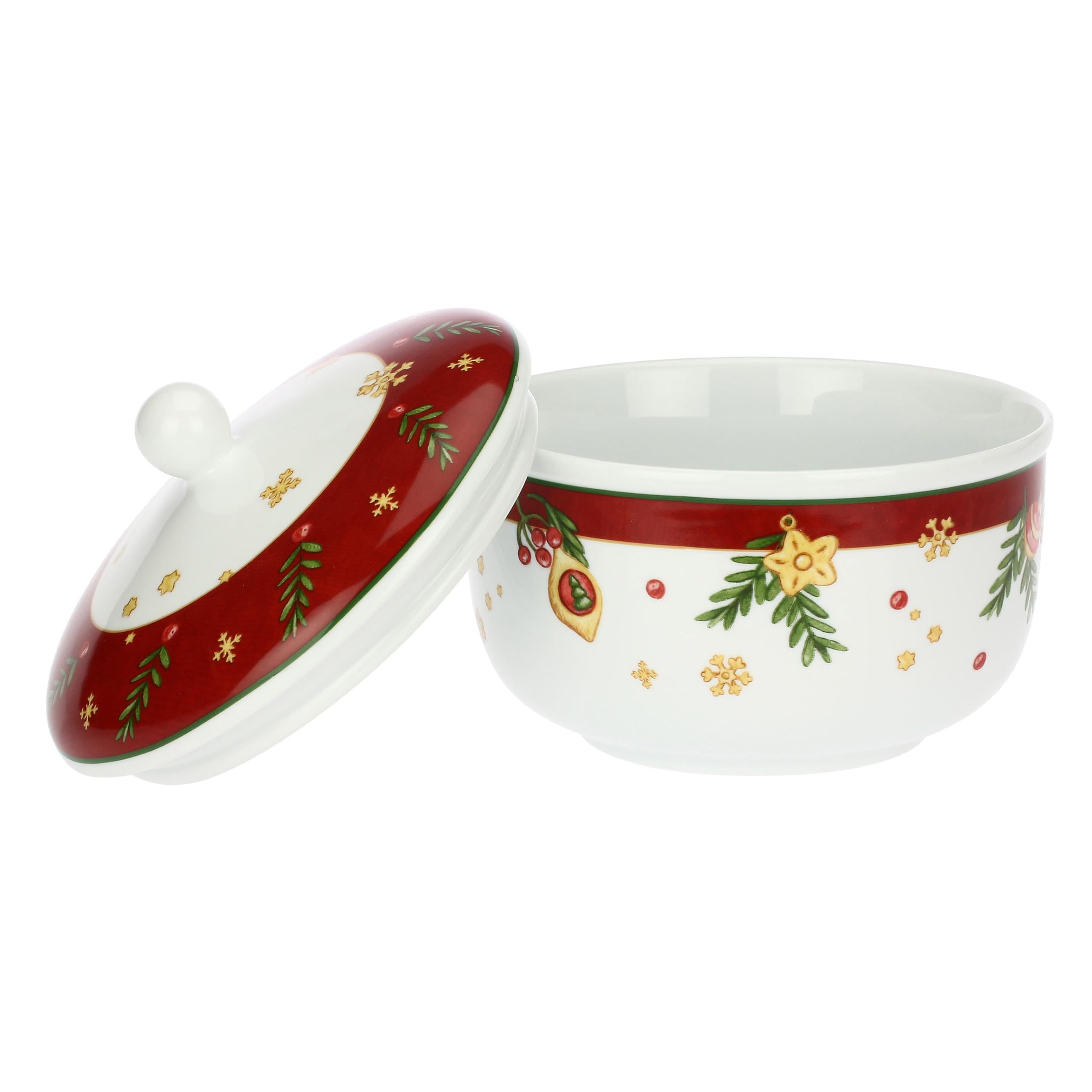 THUN, Biscottiera in Porcellana, Collezione Sorprese di Natale, Biscottiera da Collezione, Idea Regalo per Natale, Ø 20,5 cm, 14,6 cm
