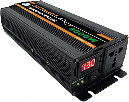Inverter Pure Sine Wave Power Inverter, 8000W, 32.7 * 10.3 * 6CM, 220V, With LCD Display, For Motorhomes, Truck, Boat, Camping, Household, Van12V 220V