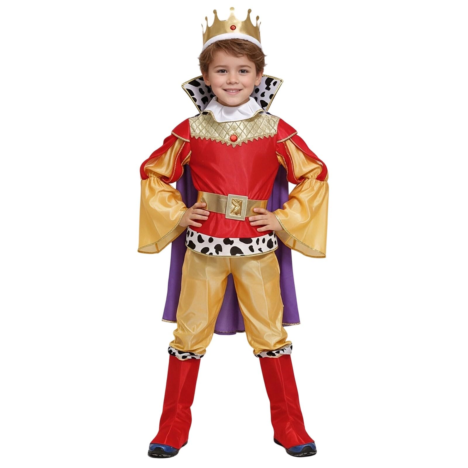 MaNMaNing Costume Carnaval Enfant Garcon Roi Cape Sceptre Cosplay Médiéval Fête Anniversaire Spectacle Tenue Empire Royal Costume Enfant Garcon 3 13 Ans