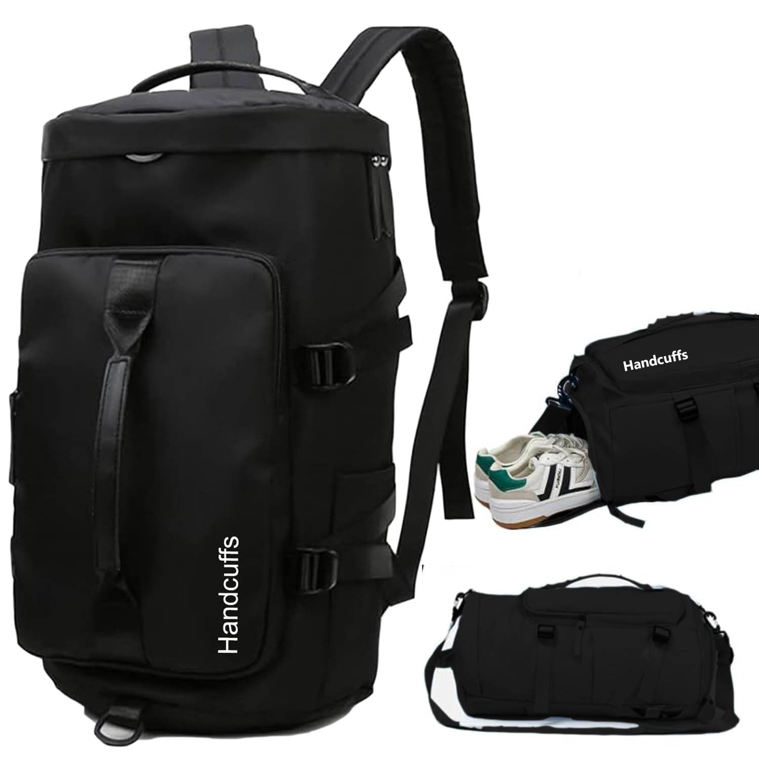 Duffle Bag for Travel & Gym | 60L 3-in-1 Convertible Backpack/Rucksack with Separate Shoe Compartment | Water-Resistant Luggage Weekender Bag for Men & Women (Dark Black)-image-36