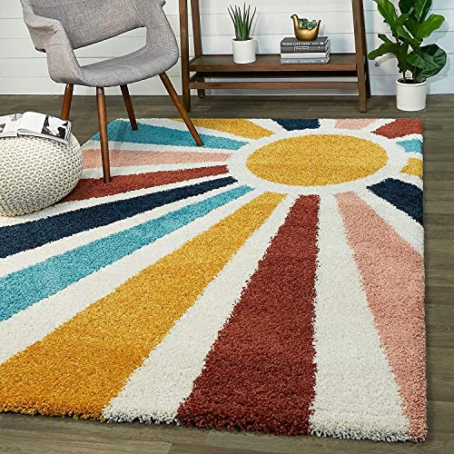 Image of Soft Modern Shag Area Rugs Fluffy Living Room Carpet Comfy Bedroom Home Decorate Floor Kids Playing Mat Size 8x10 Feet Color Multi R