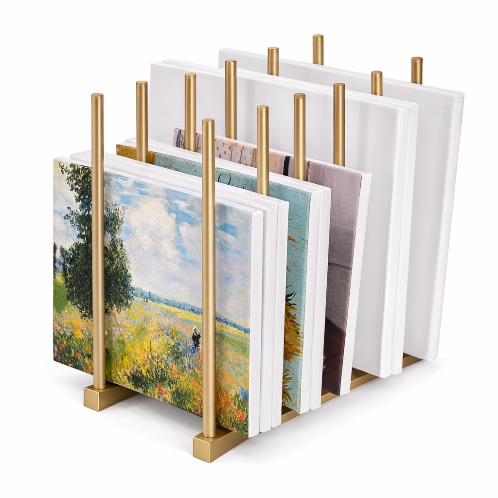 OGFC 57107 Art Storage Rack Painting Canvas , Metal Drawing Storage SHELF for Canvas Frame Organizing / Drawing Board (Golden) STAND