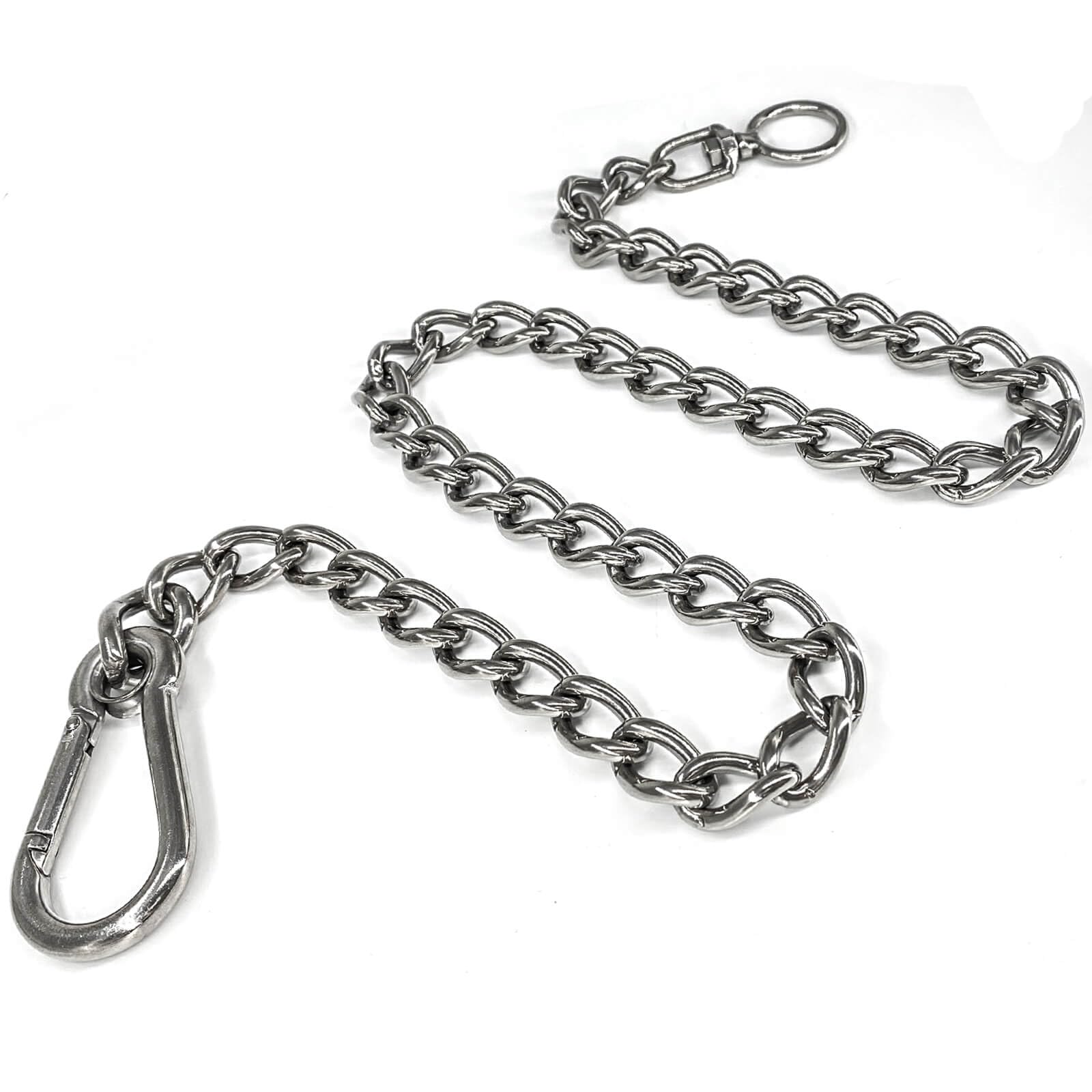 Dog Chain Leash, 304 Stainless Steel Short Lead Metal Heavy Duty Chain DIY Double Dog Leashes Self-Assembly Leashes Extension&Coupler. (304 S/S 32in x 4mm)