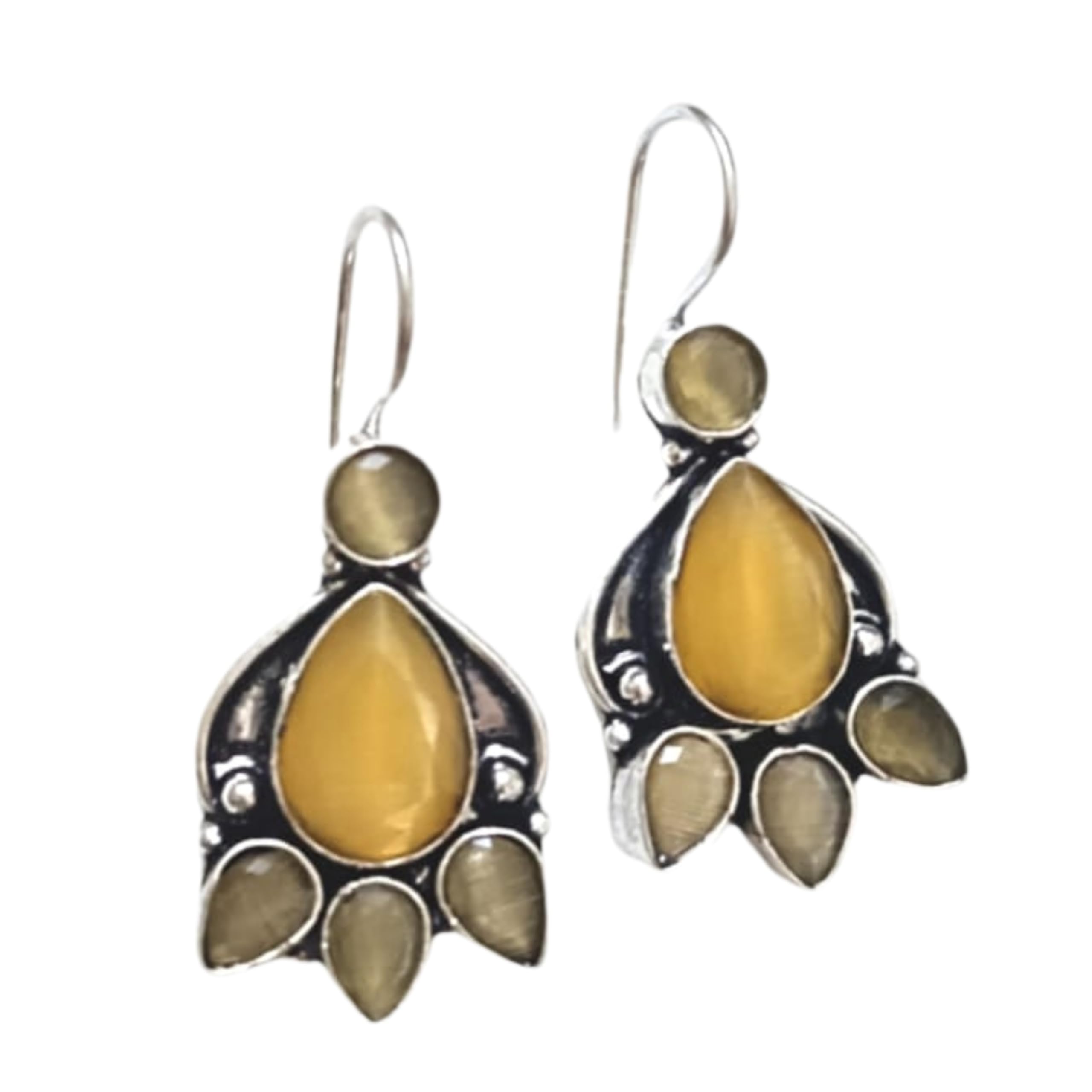KIAH DECOR Stylish Flower Leaf Design Stud Earring, Classic And Monalisa Stone Earring for Girls & Womans Color-Yellow (B0D5R33JHC) Amazon Price History, Amazon Price Tracker