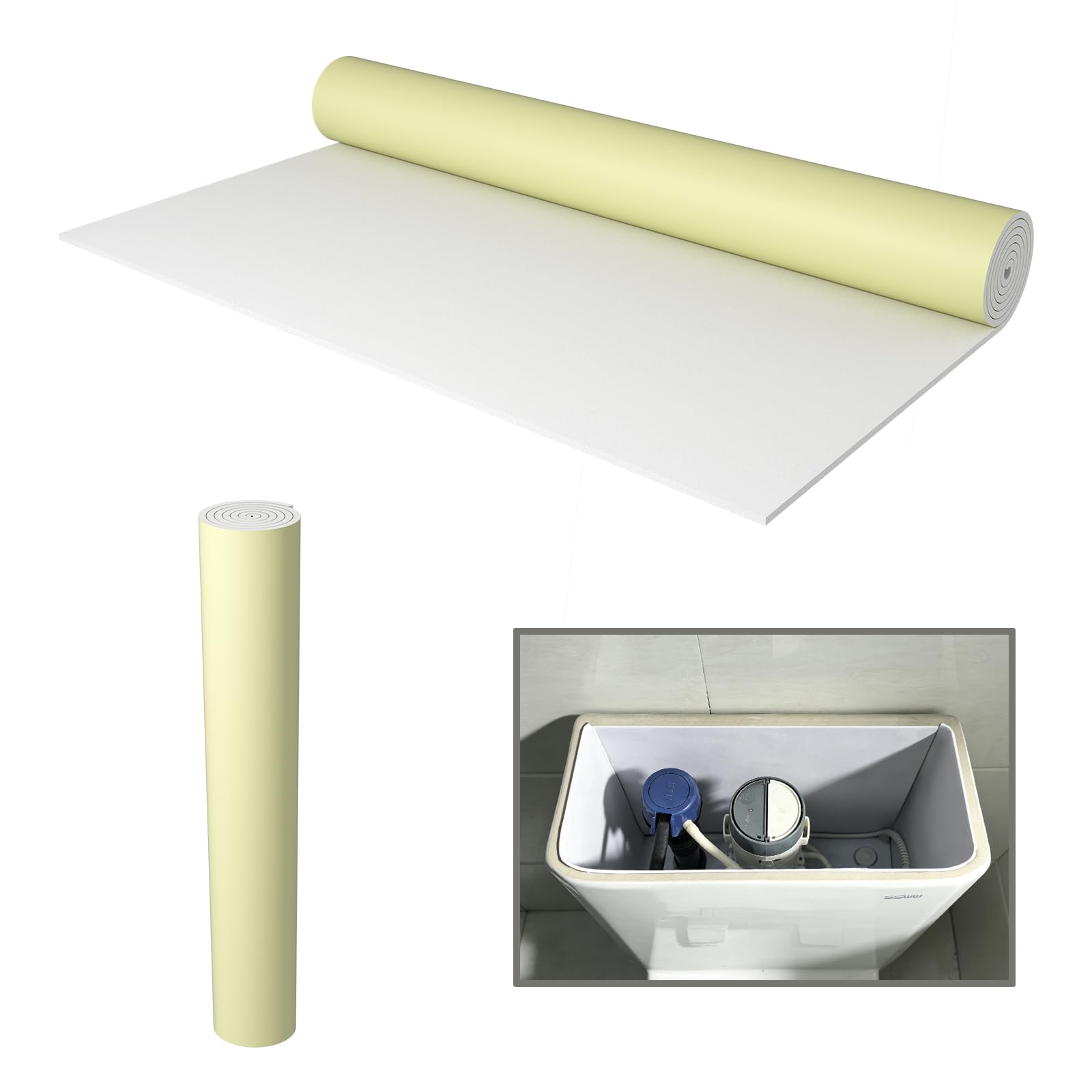 TAITONGGO Toilet Cistern Condensation Liner,self-Adhesive Toilet Cistern Insulation Liner kit,Insulated Liners for Stopping cisterns Condensation (1pc-16x40inch)