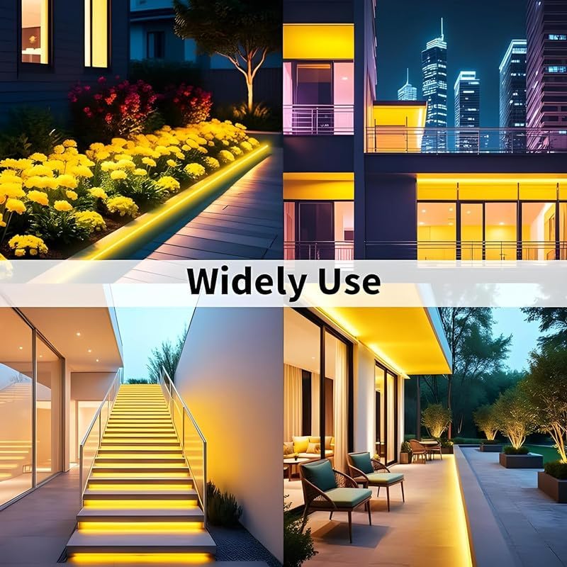 Image of 16.4 Feet LED Neon Strip Light | 12V Adapter, Waterproof IP65, Silicone Flexible Rope Light for Home Wall Decor & Gaming Room| Led Strip Lights | Neon Lights 5 Meter | (Yellow)
