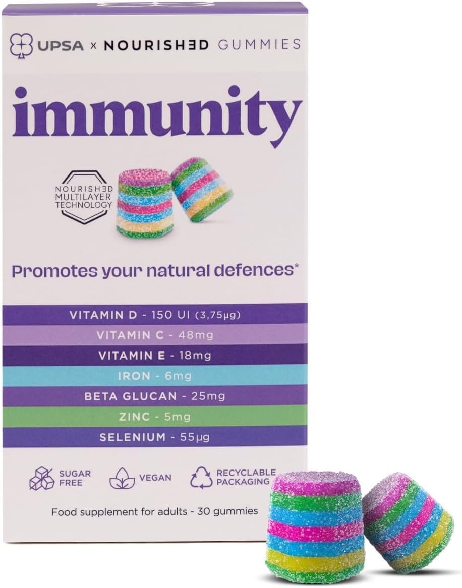 UPSA x Nourished 7-in-1 Immunity Sugar Free Gummies 30 Vegan Multivitamins