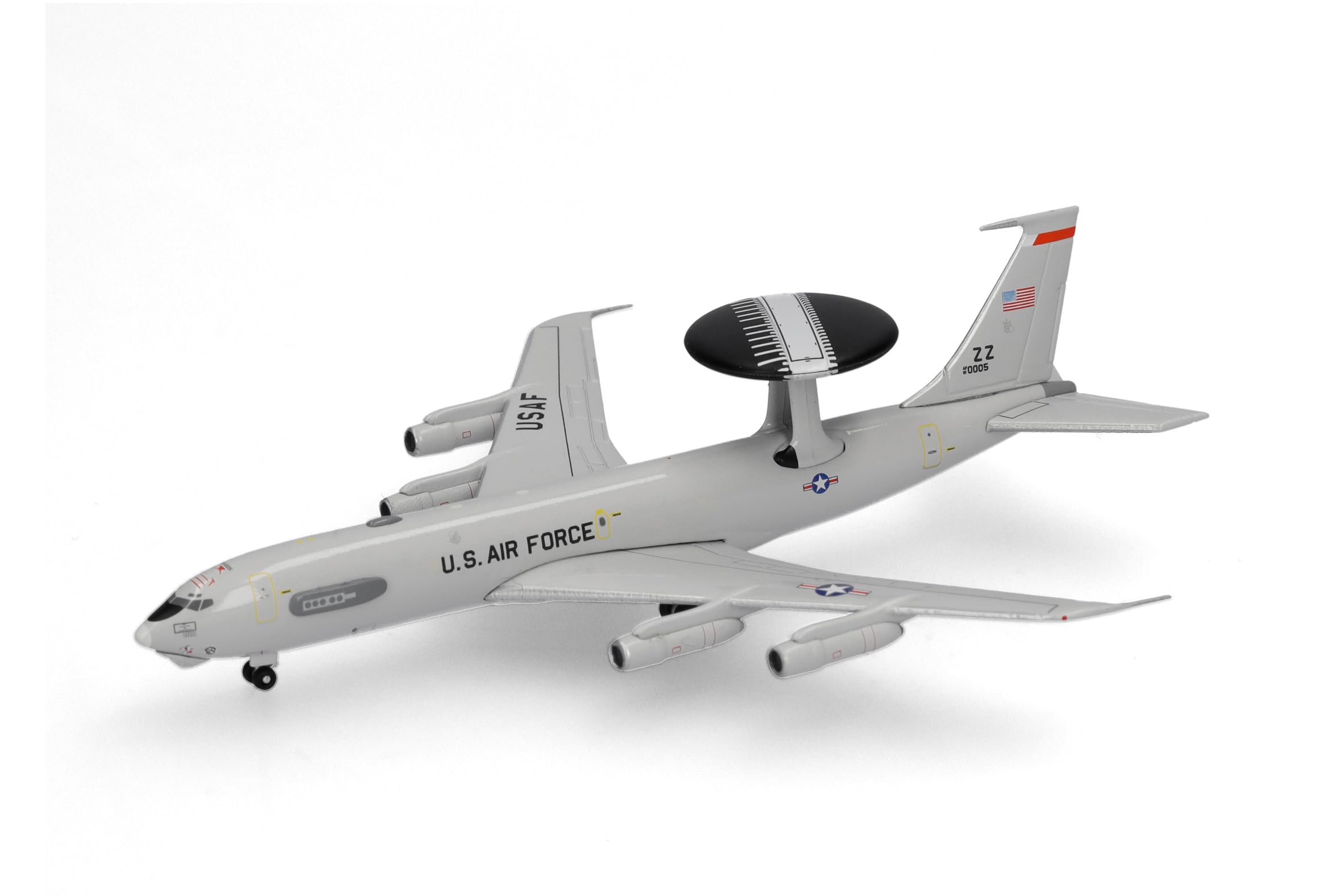 Herpa Modellflugzeug U.S. Air Force Boeing E-3 Sentry - 961st Airborne Air Control Squadron, Kadena Air Base, Miniatur im Maßstab 1:500, Military, Sammlerstück, Flugzeug Modell ohne Standfuß, Metall