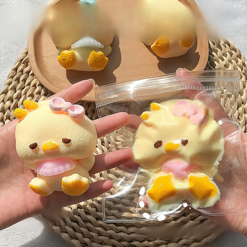 Yellow Duck Squeezy Stress Relief Toy - Fidget Toys for Adults Squishy Stress Doll & Anxiety Relief, Fun Squishy Fidget Toys