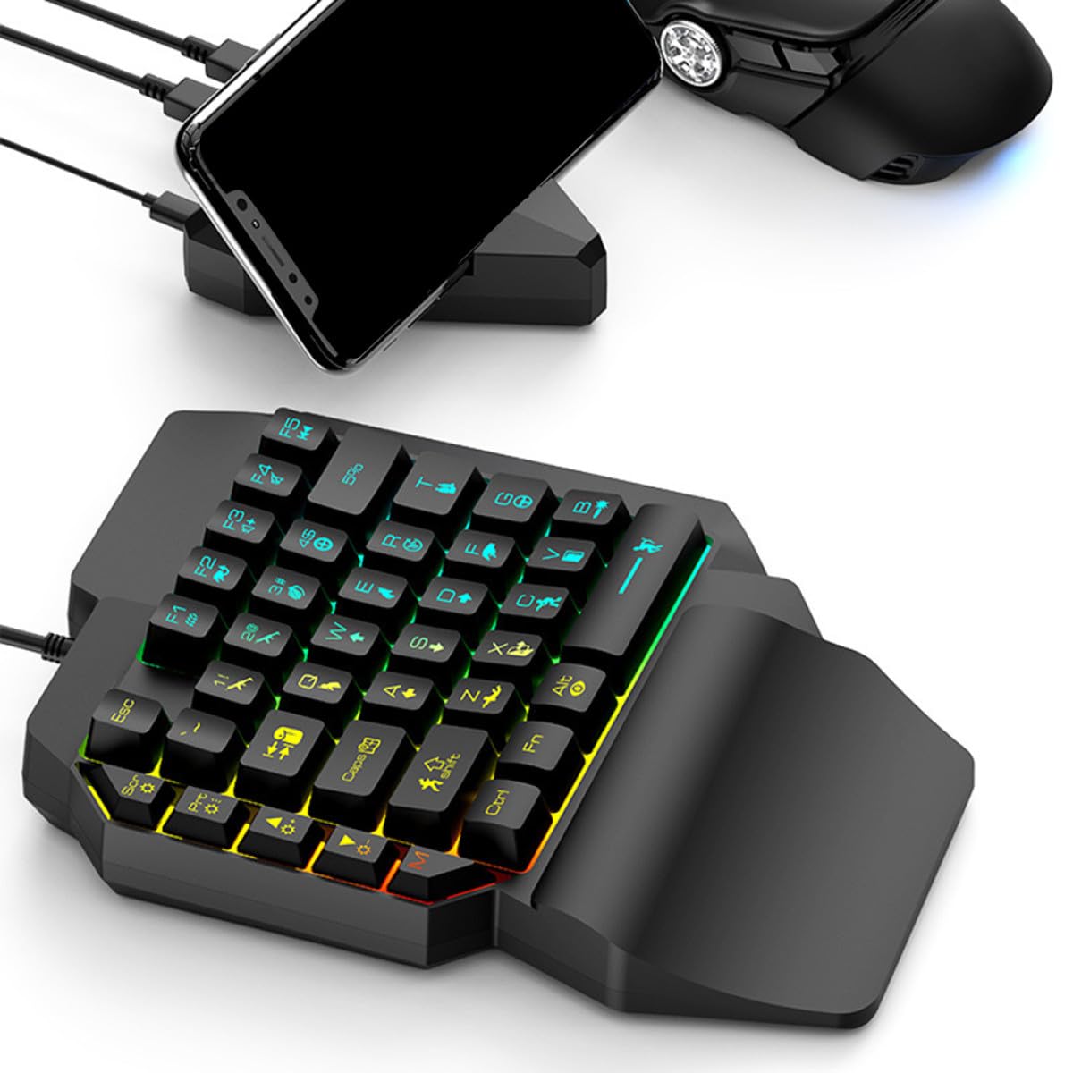 SHINEOFI Tastiera da Gioco E-sport Retroilluminata con Mouse Ottico, Kit Combinato per Gaming da Casa e Intrattenimento Ragazzo Ragazza, Facile Utilizzo e Funzionamento Preciso