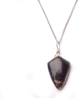 Golden Sheen Obsidian Pendant Necklace, Copper in White Plating, Gemstone Necklace, Gemstone Jewelry, Stone Pendant, Handmade, Fancy Shape, Gift Her