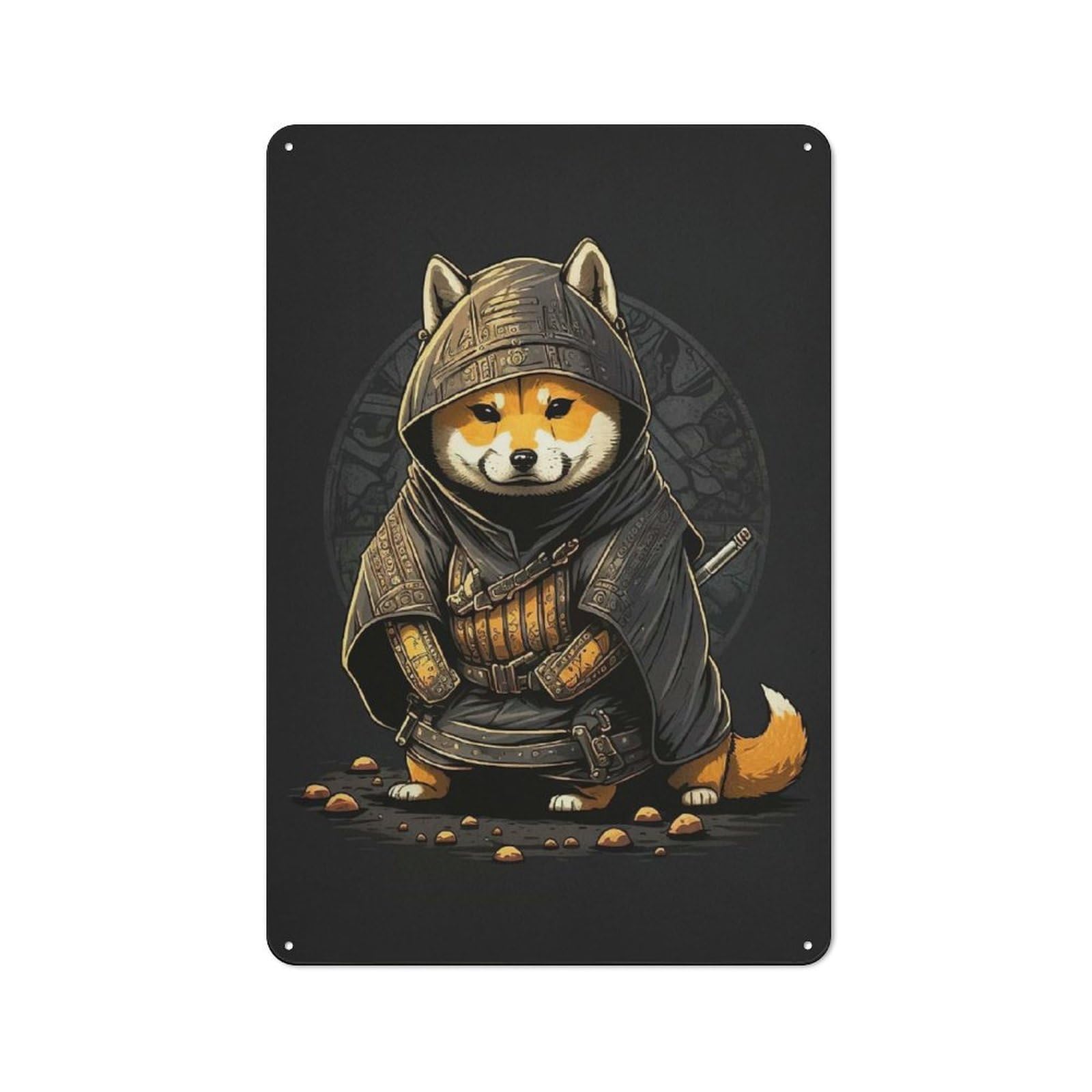 Junmoney Style-10 Casual Shiba Samurai Warrior Shed Metal Sign 30X20cm, Utility Space Decor For Shed, Garden Room, Porch Or Garage