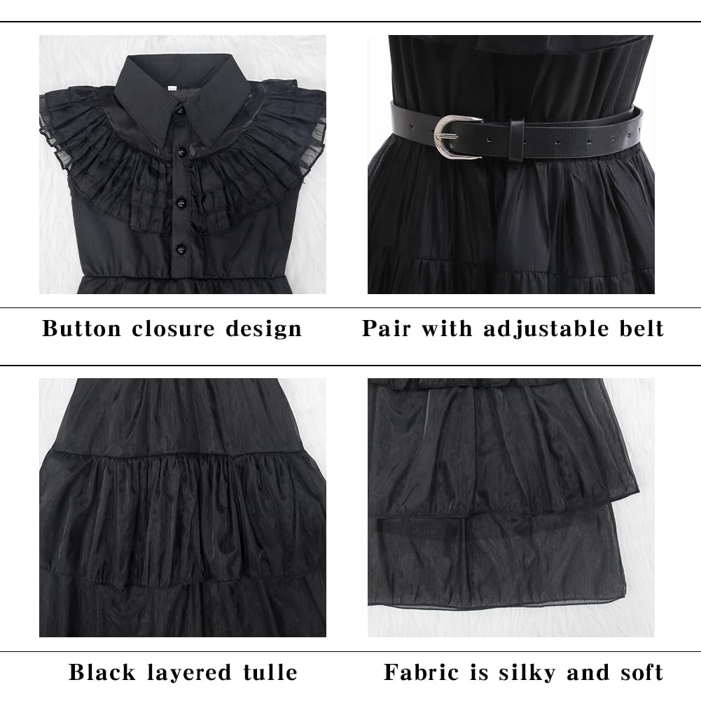 GMEDJVE Black Princess Costume Dress for Girls Kids Halloween Cosplay Costume Party Outfits with Accessories - Image 3