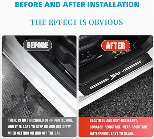 Miniatura 3 de 4 protectores de umbral de puerta de automóvil para Chrysler accesorios para 300C 300S 2005-2023, calcomanía de cuero de fibra de carbono para