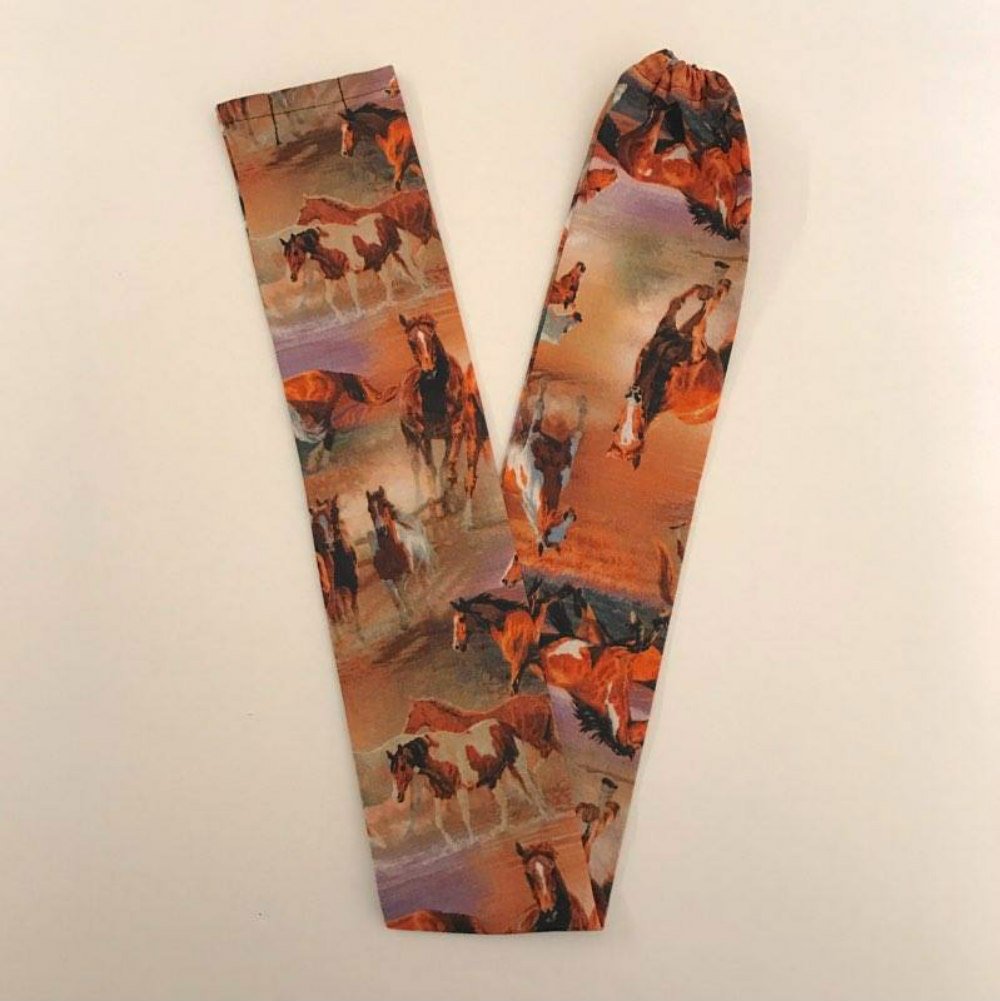 Stethoscope Covers Handmade Variety Patterns Colors 100% Cotton Scrunchie (Wild Horses)