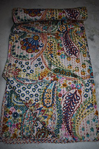 Tribal Asian Textiles Kantha Paisley Print Quilt, handgefertigt Kantha dekorative Bed-Cover, Twin Size Traditionelle Kantha Decke