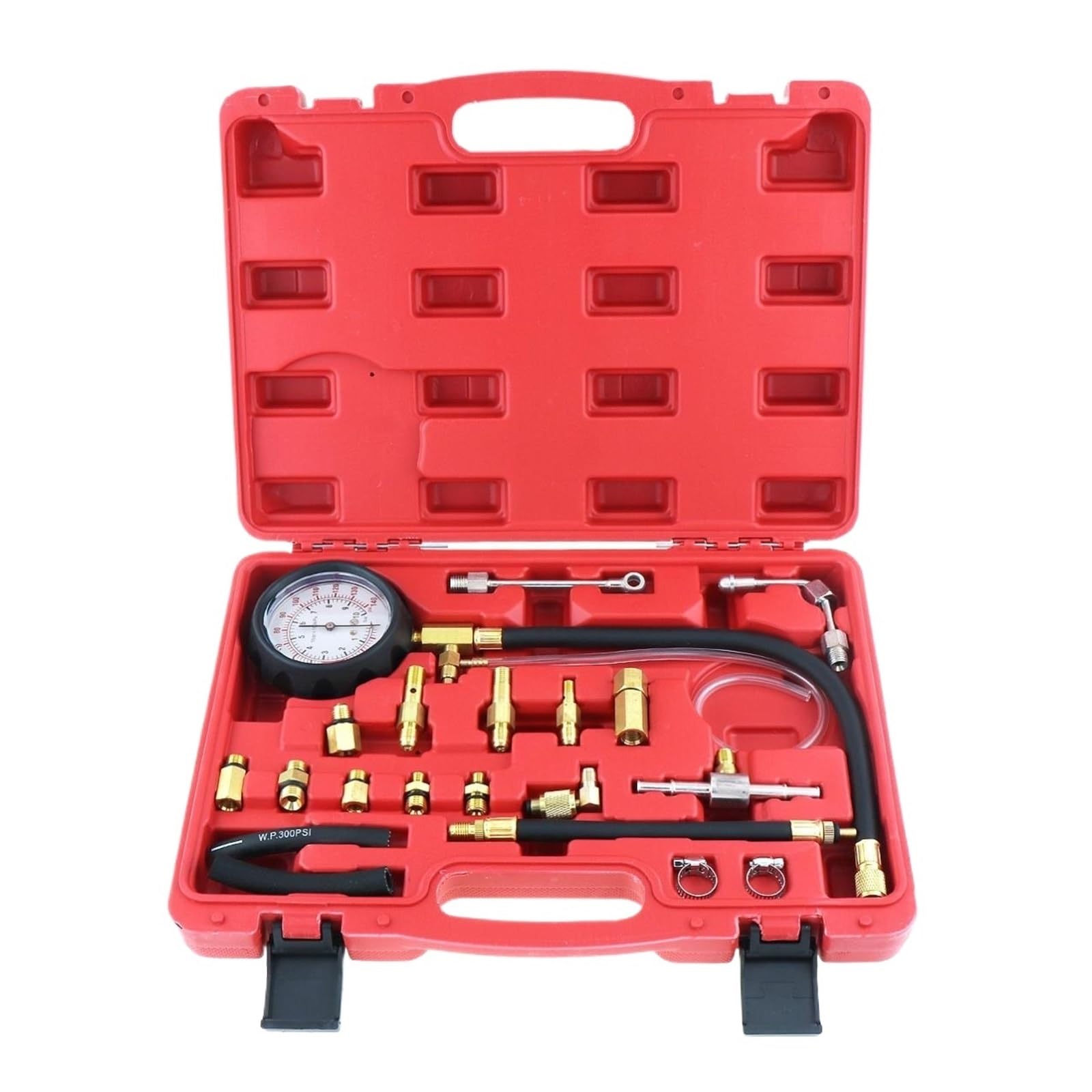 0~140PSI/0~10 Bar Kit di Strumenti Diagnostici for Tester di Pressione di Iniezione del Carburante di Compressione Sostituibile con Valvola E Tubo di Scarico per Auto, Moto, Camion