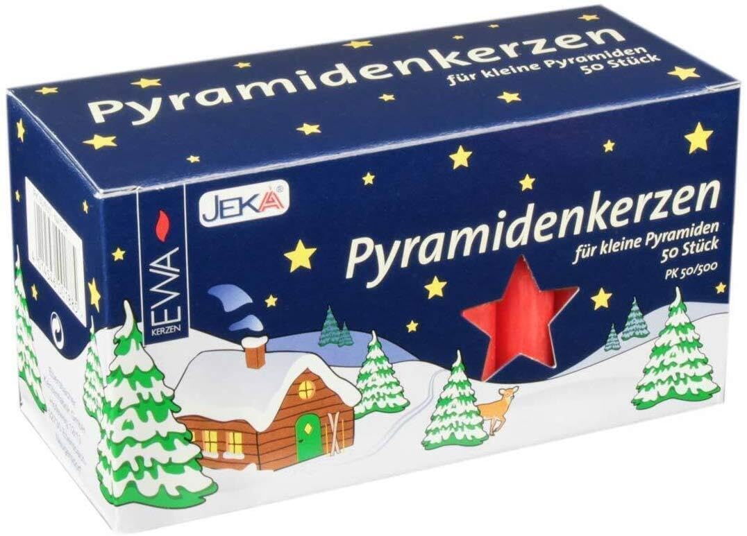 50 Red 14mm Diameter German Christmas Pyramid Candles Made in Germany - Gifts and Decorations for Christmas, Halloween and Holidays