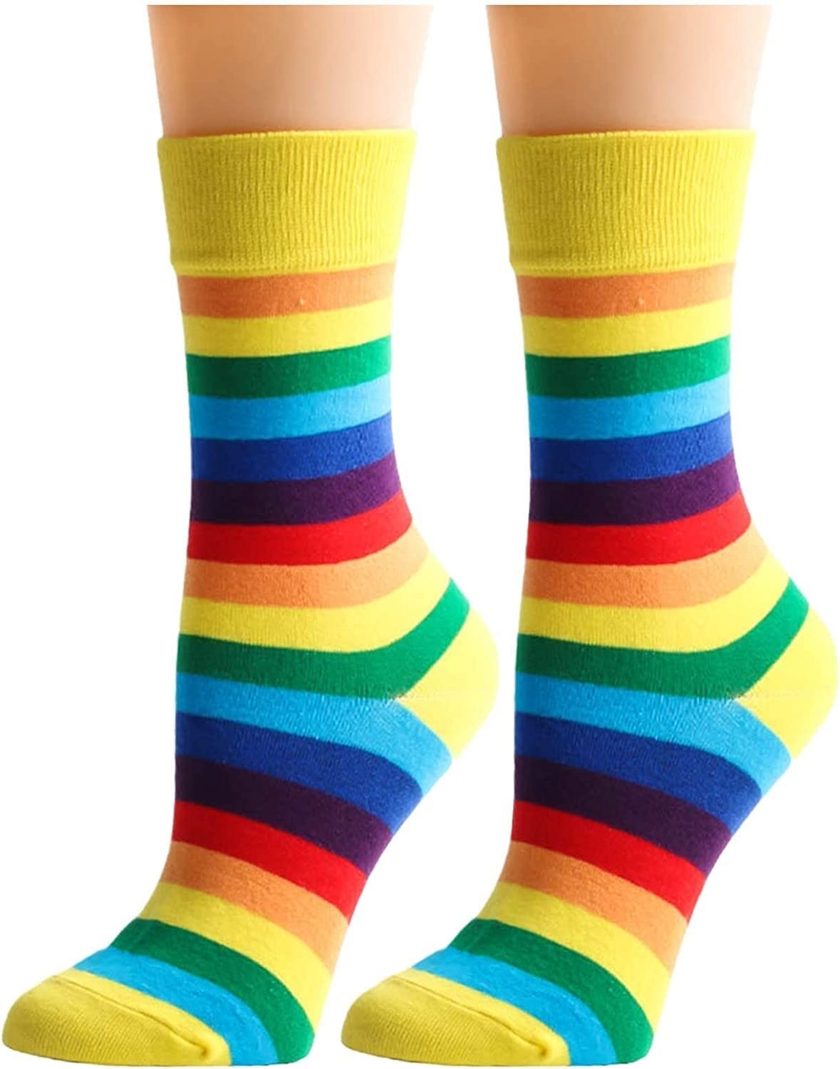 Calzini Termici Calze Invernali 6 Paia Di Calzini Da Donna Colorati A Righe Arcobaleno Calzini A Tubo Medio Casual Morbidi E Confortevoli Calzini