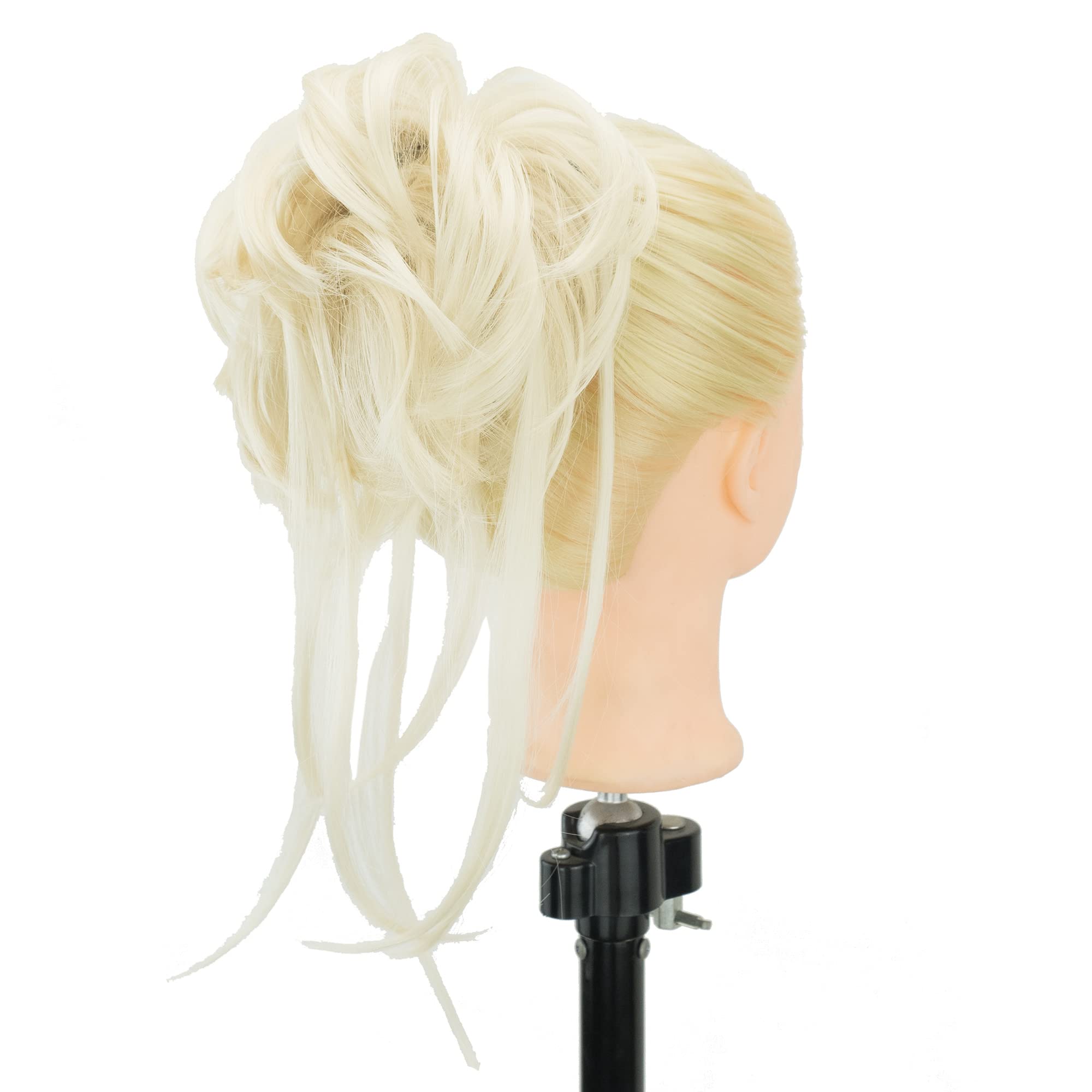 IMISSU 2PCS Messy Hair Bun Piece Updo Long Scrunchies Wrap Ponytail Extension Wavy Hairpieces Chignon Headband (2PCS Light Blonde) - Image 4