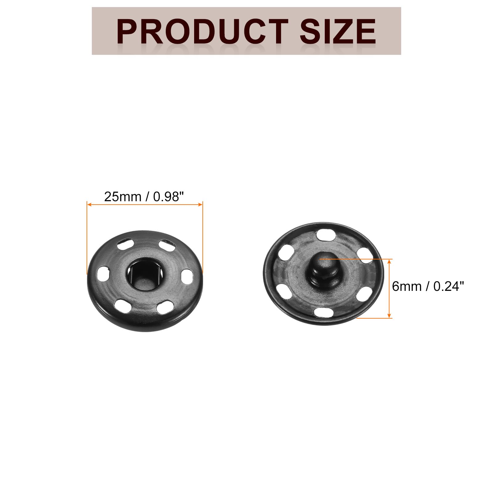 Sourcing Map Set Di 5 Bottoni A Pressione Da Cucire In Ottone, 21 Mm, Rosso Rosa, Per Vestiti, Borse E Fai Da Te - 2