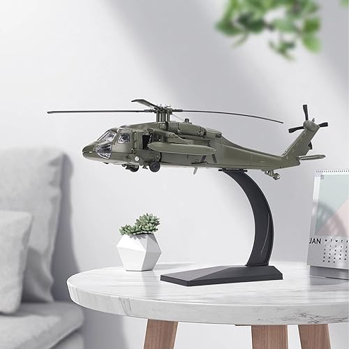 Miniatura 2 de Modelo de helicóptero fundido Decoración Exquisita simulada portátil para niños Modelo de helicóptero blindado de aleación para dormitorio (tipo 2)