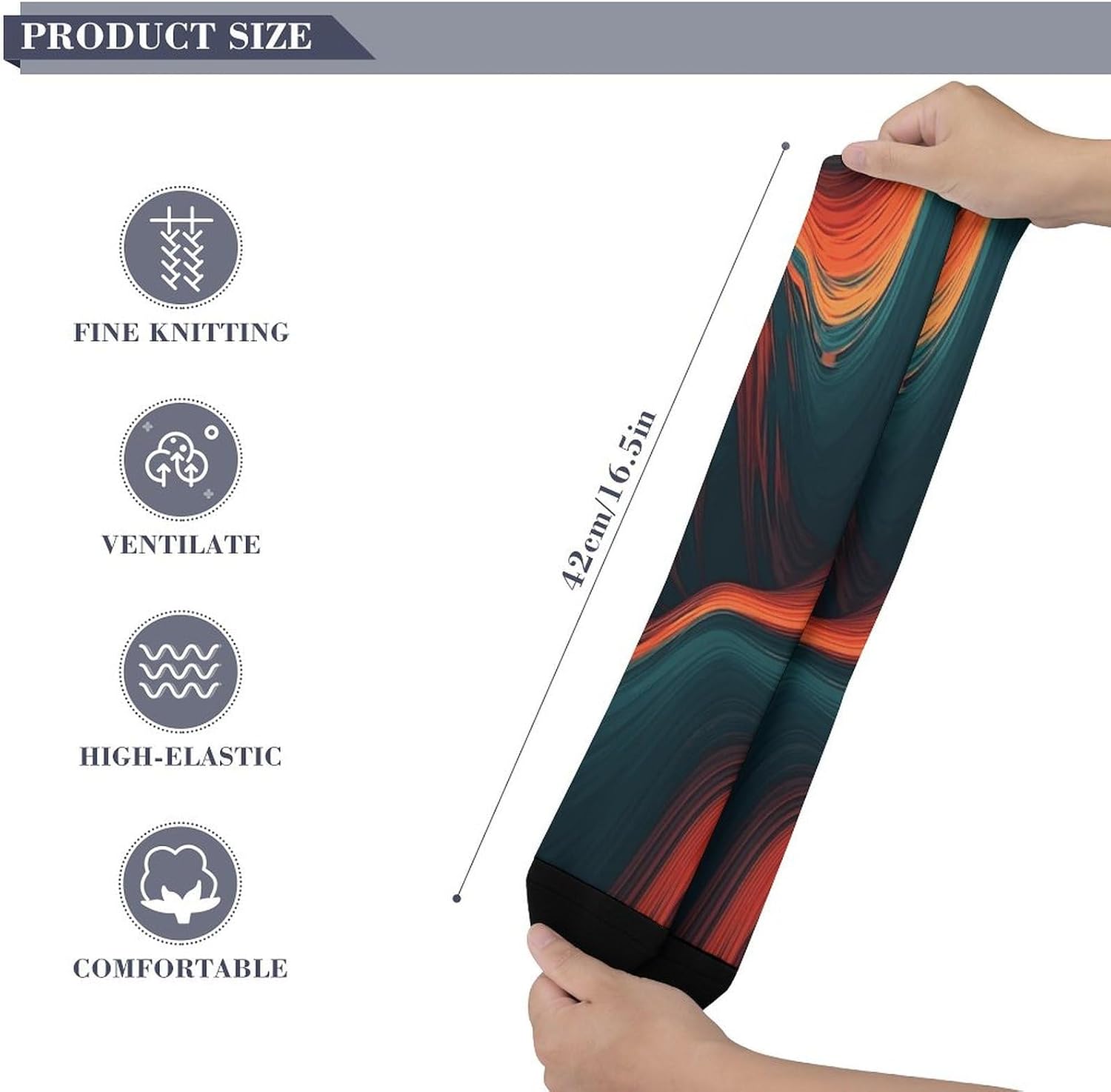 Flowing Wave Compression Socks for Women Men Comfort Over The Calf Socks Moisture Wicking Breathable Athletic Sock