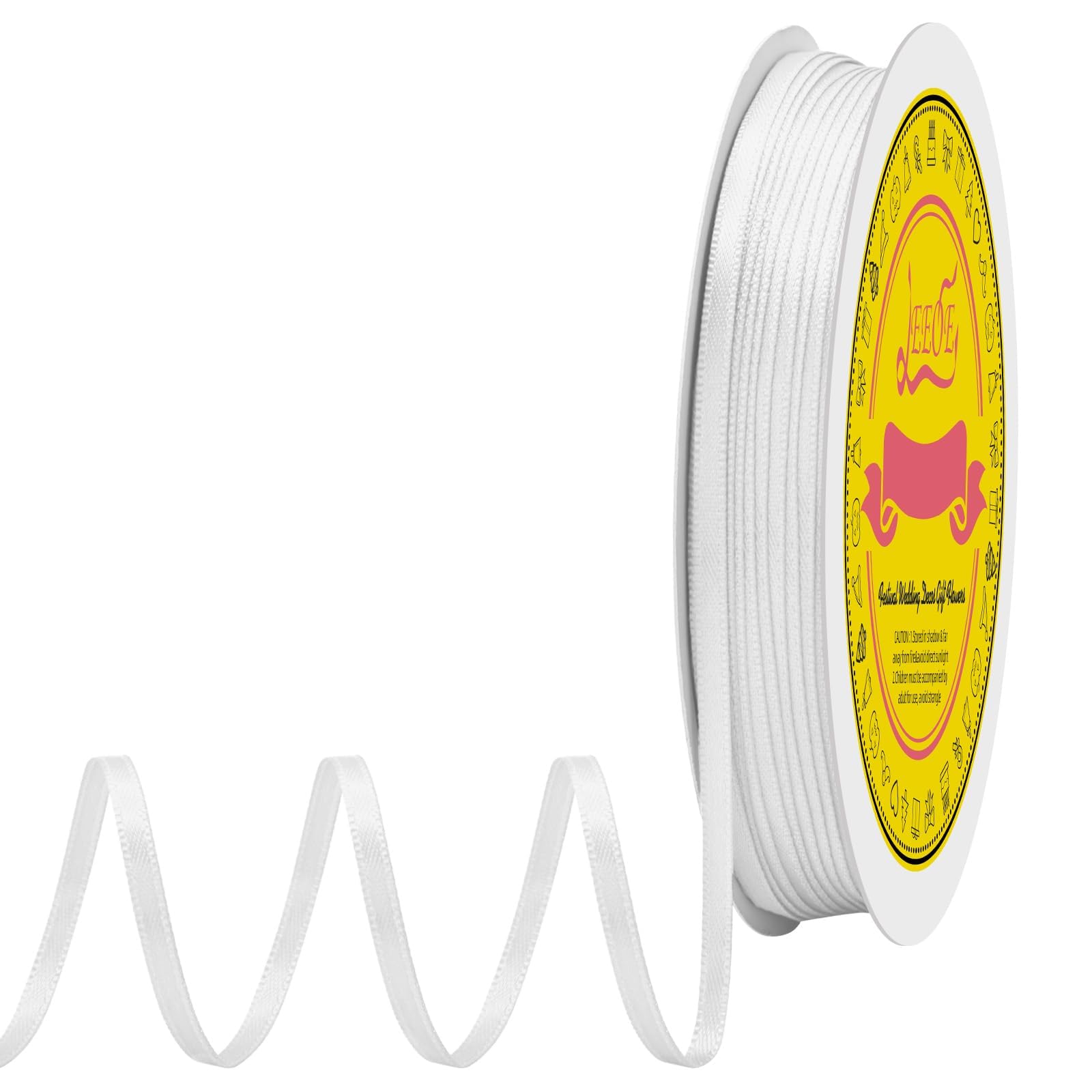 Double Face Off White Satin Thin Ribbon 1/8 inch X 100 Yards Polyester Off White Ribbon for Gift Wrapping Very Suitable for Weddings Party Hair Bow Invitation Decorations and More