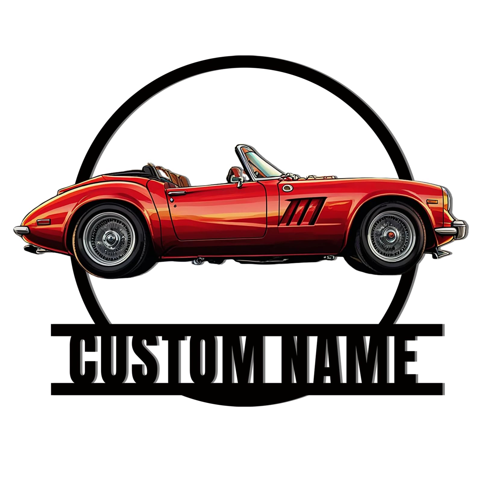 FCLYDER Personalized Car Photo Garage Wood Sign - Custom Name Workshop Sign with Light - Customized Car Cartoon Picture for Garage - Car Wall Art For Home Decor- Cave Decor Gift for Man