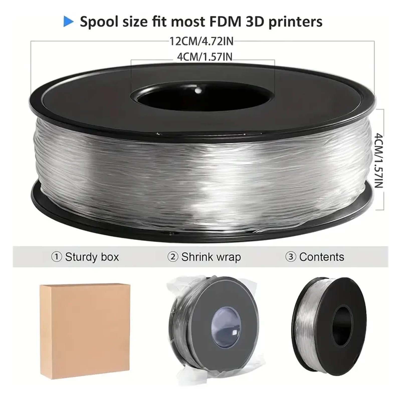 Filamento flessibile trasparente TPU 3D da 1,75 mm, rotolo da 1 kg/500 g/200 g, filamento for stampante 3D flessibile, materiali for stampa in plastica trasparenti(Transparen,500g)