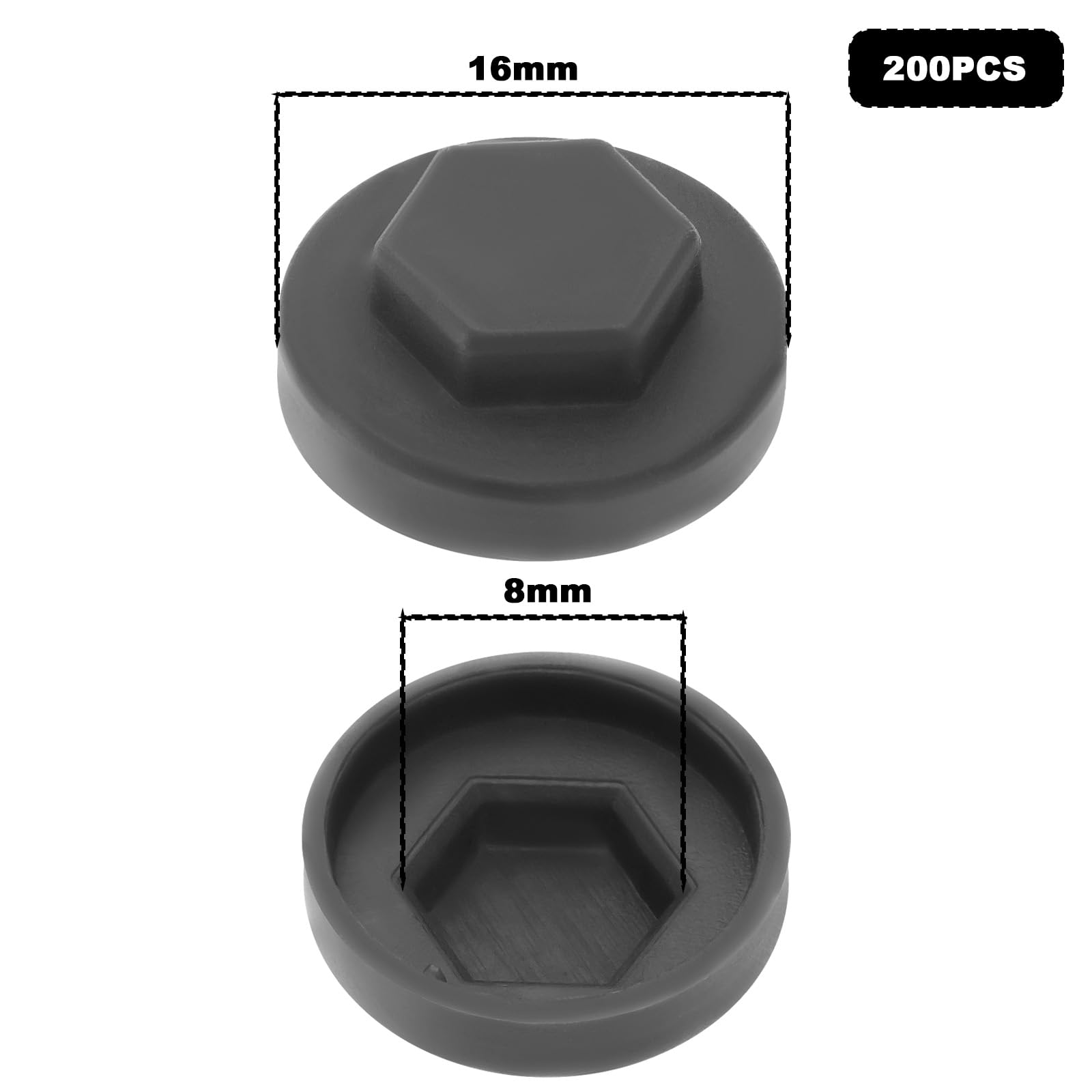 EMSea 200pcs Hexagon Dovetail Self Tapping Screws with Plastic Large Wall Gray Protective Cover Outer Diameter 16mm Inner Hexagon Screw Diameter 8mm - Image 4