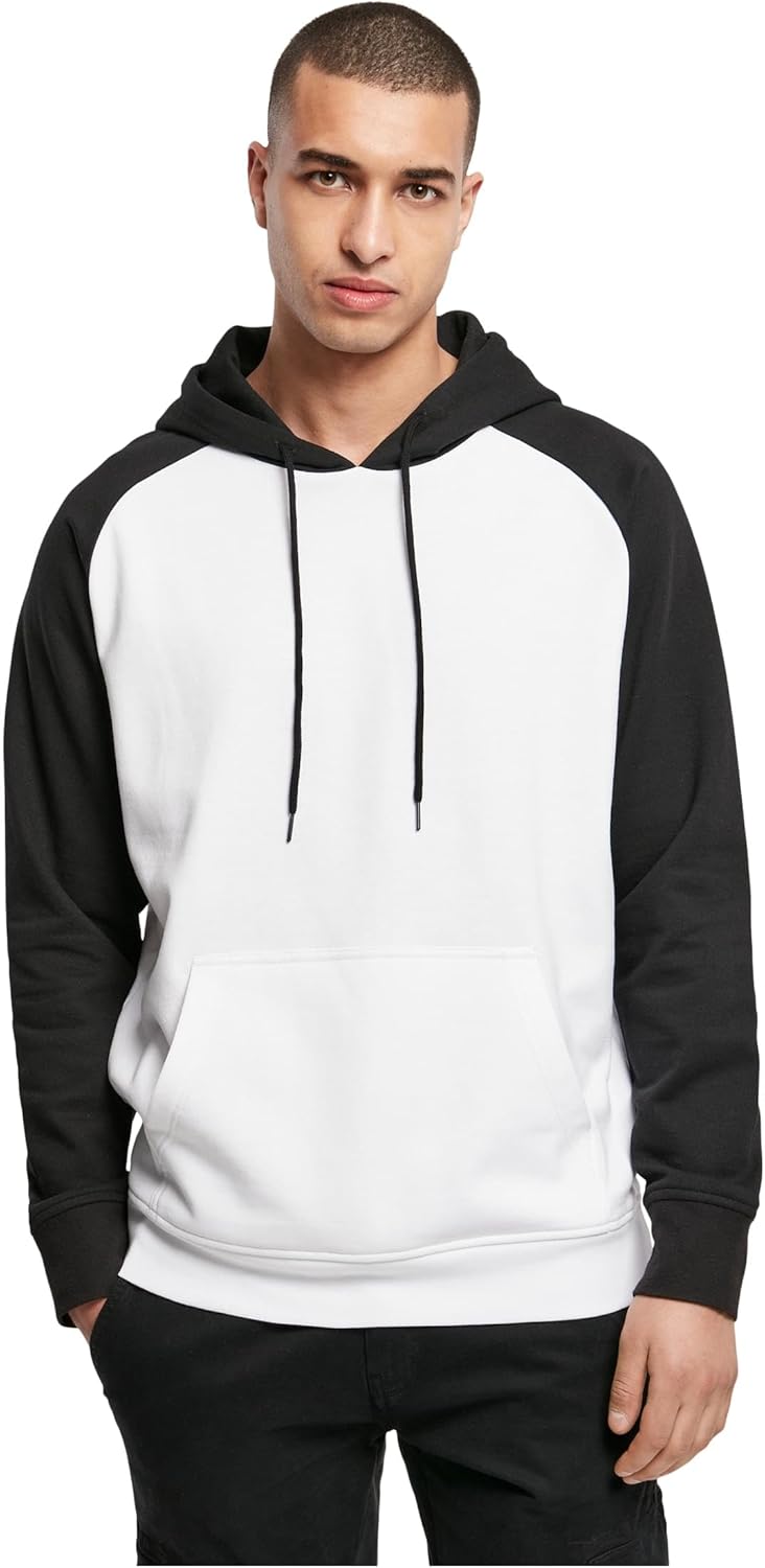 Build Your Brand Men's Basic Raglan Hoodie Sweatshirt
