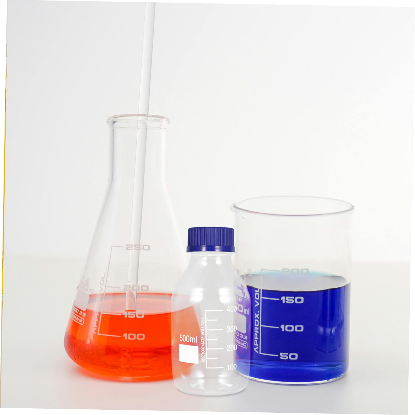 Cabilock 2pezzi Bottiglia in Vetro Flacone Per Reagenti Da Laboratorio Coperchio Ermetico Contenitore Di Vetro Per Liquidi Per Uso Scolastico e Chimico