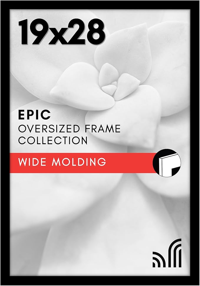 Americanflat 19x28 Poster Frame with Polished Plexiglass - Black Picture Frame - Wide Photo Frames Made of Engineered Wood for Vertical or Horizontal Wall Display - Epic Collection - Black