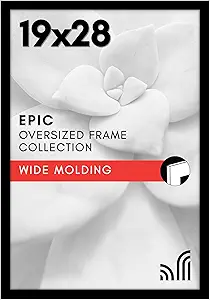 Americanflat 19x28 Poster Frame with Polished Plexiglass - Black Picture Frame - Wide Photo Frames Made of Engineered Wood for Vertical or Horizontal Wall Display - Epic Collection - Black