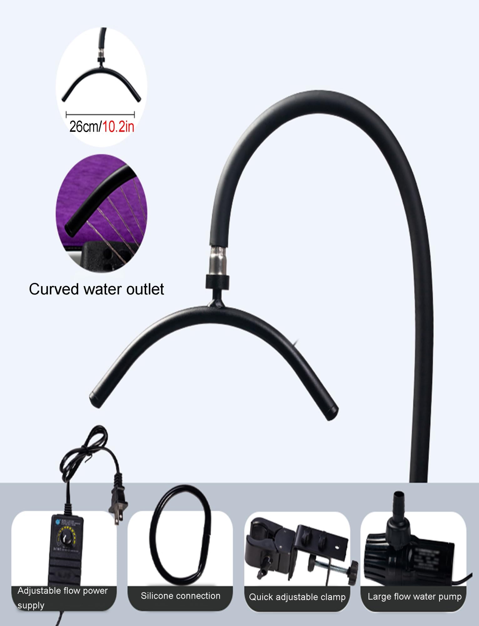 Dispositivo de Terapia de Agua con Rociador para Peluquería, Ducha SPA, Cascada Circulación Agua SPA Cabeza Negro