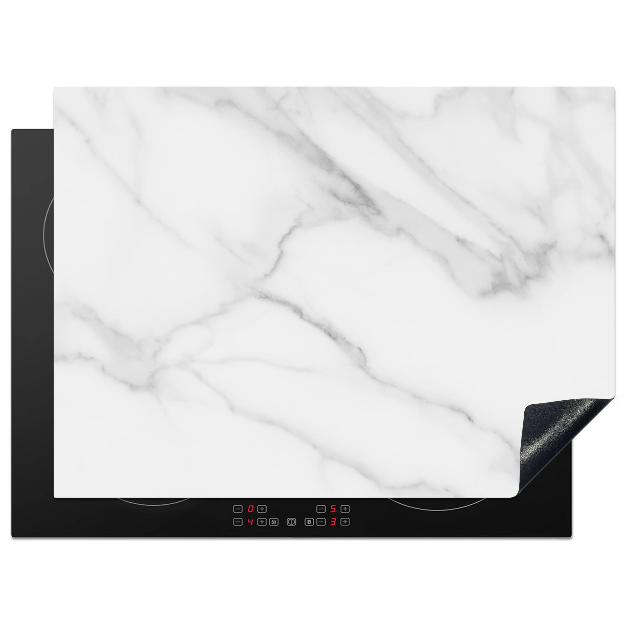 KitchenYeah© Induction Hob Protector Mat 20.5"x28" / 71x52 cm Stove Cap Top Cover Kitchen Cooker Covers for Electric Hobs Vinyl Marble - Textured - White - Grey - Stone - Marble Look