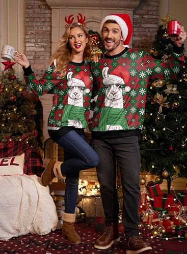 Arvilhill Moletom masculino unissex de manga comprida Ugly Christmas Funny Graphic, Ovelha de Natal,