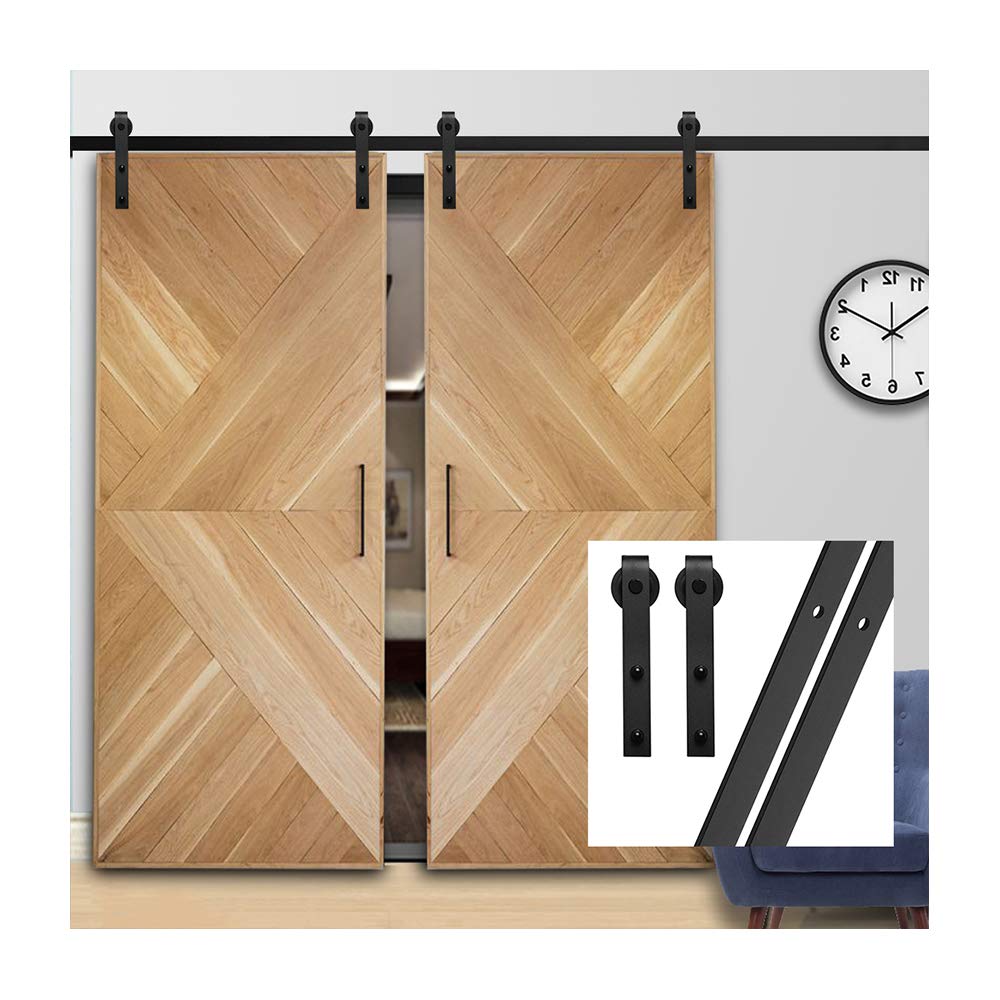 Gifsin Black 13Ft/396Cm Sliding Barn Door Hardware Sliding Door Kit Barn Door Hardware,Splicing Track,Four Rollers,No Doors In It