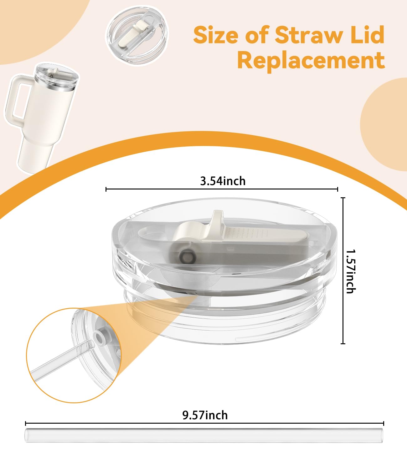 CloudValley [2 Pezzi] Coperchio per Stanley Quencher 30 oz, Coperchi in PC Antigoccia Accessori, Cup Lid con Cannuccia Pieghevole [Rimovibili e Facile da Pulire] Riutilizzabili e Antiperdita, Bianco
