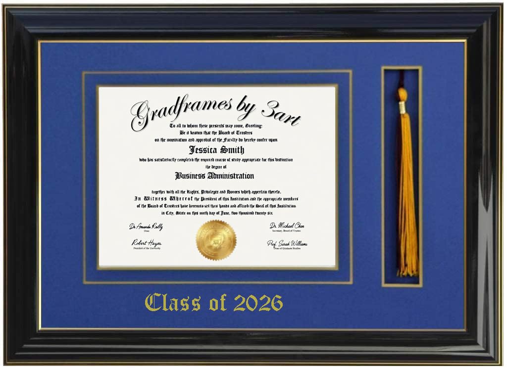 3art Diploma Tassel Frame 6X8 BLACK/BLUE (CUSTOMIZABLE) 2026