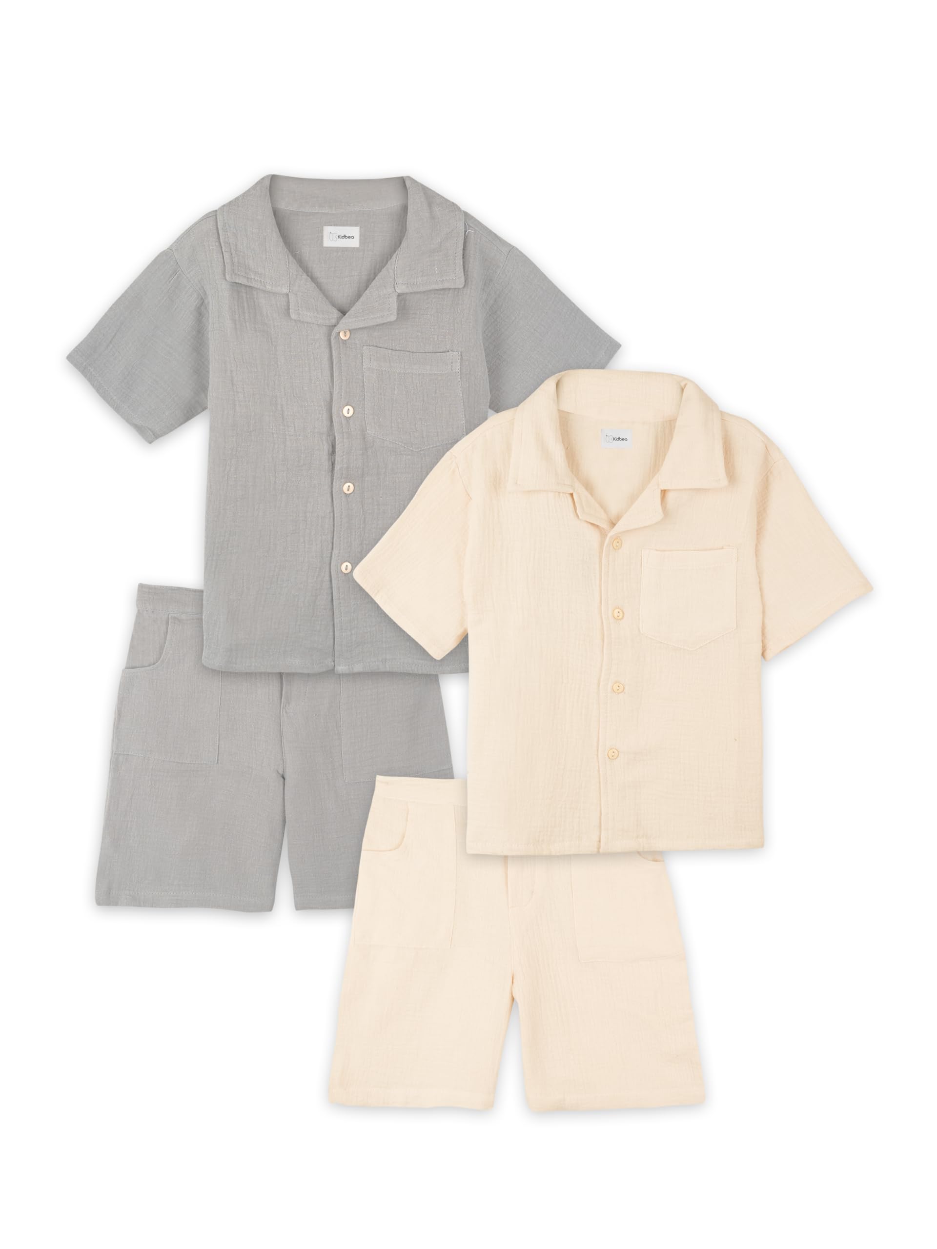 Kidbea Organic Cotton Shirt & Pant Co-ord Set for Kids | Elegant & Comfortable Summer Wear | Stylish Half Sleeve Shirt with Bow & Comfy Shorts