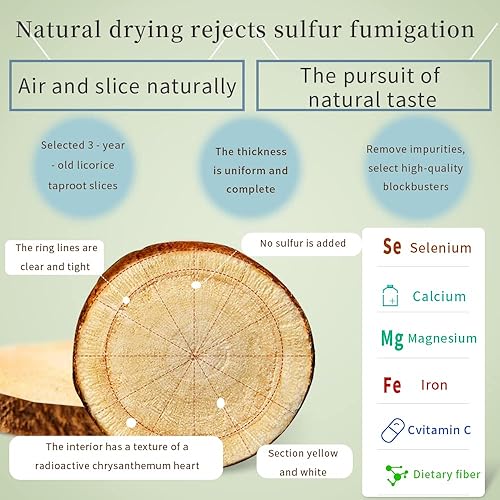 Miniatura 2 de Hee Creek Rebanadas grandes de raíz de regaliz de 9.17 oz/260 g, té de regaliz orgánico, hierbas secas naturales para la garganta, té calmante de