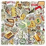 50Pcs Funny Money Stickers, Waterproof Vinyl Fake Dollars Decals, Cool Play Money Stickers for Skateboard Laptop Phone Luggage, Ideal Money Birthday Decorations Gifts