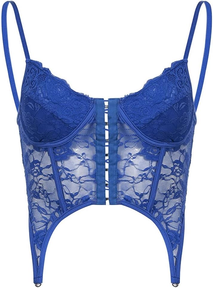 JSEIAJB Strap Chic White Lace Top Female Transparent Bandage Cropped Corset Tops