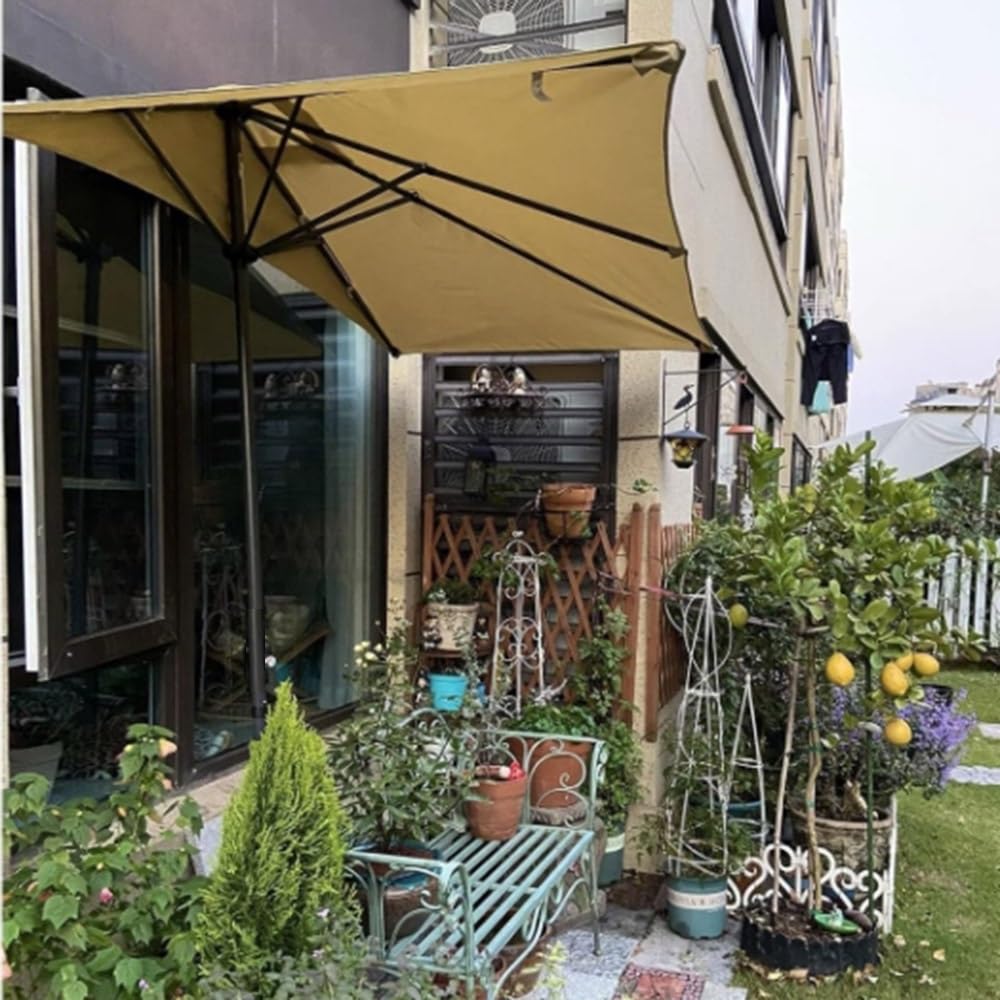 Ombrellone Da Giardino Parasole Per Esterni Ombrellone Da Parete | 2.7×1.5m 5 Costole Ombrellone Da Balcone Altezza Regolabile Protezione UV
